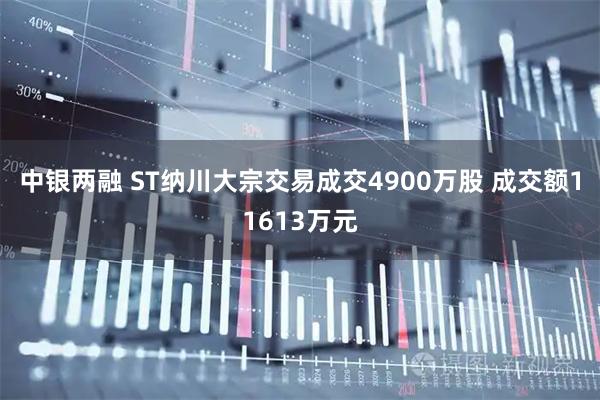 中银两融 ST纳川大宗交易成交4900万股 成交额11613万元